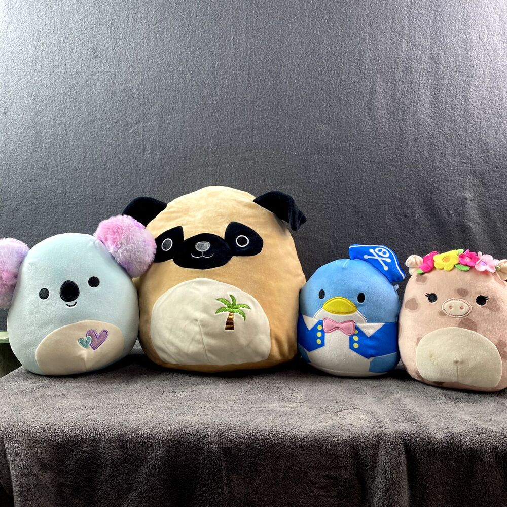Squishmallows Bundle Tuxedo Sam Prince Pug Kya Koala Aquitaine Pig Plush Set of